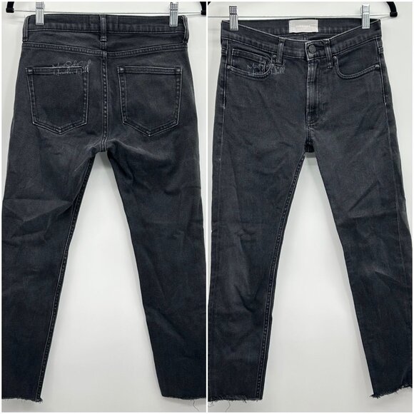 Everlane Black Raw Hem Straight Leg Ankle Jeans 25 - Picture 6 of 6